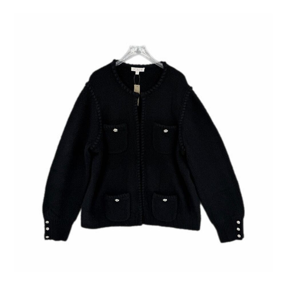J. Crew NWT Odette Sweater Lady Jeweled Buttons Crochet Wool Jacket Cardigan